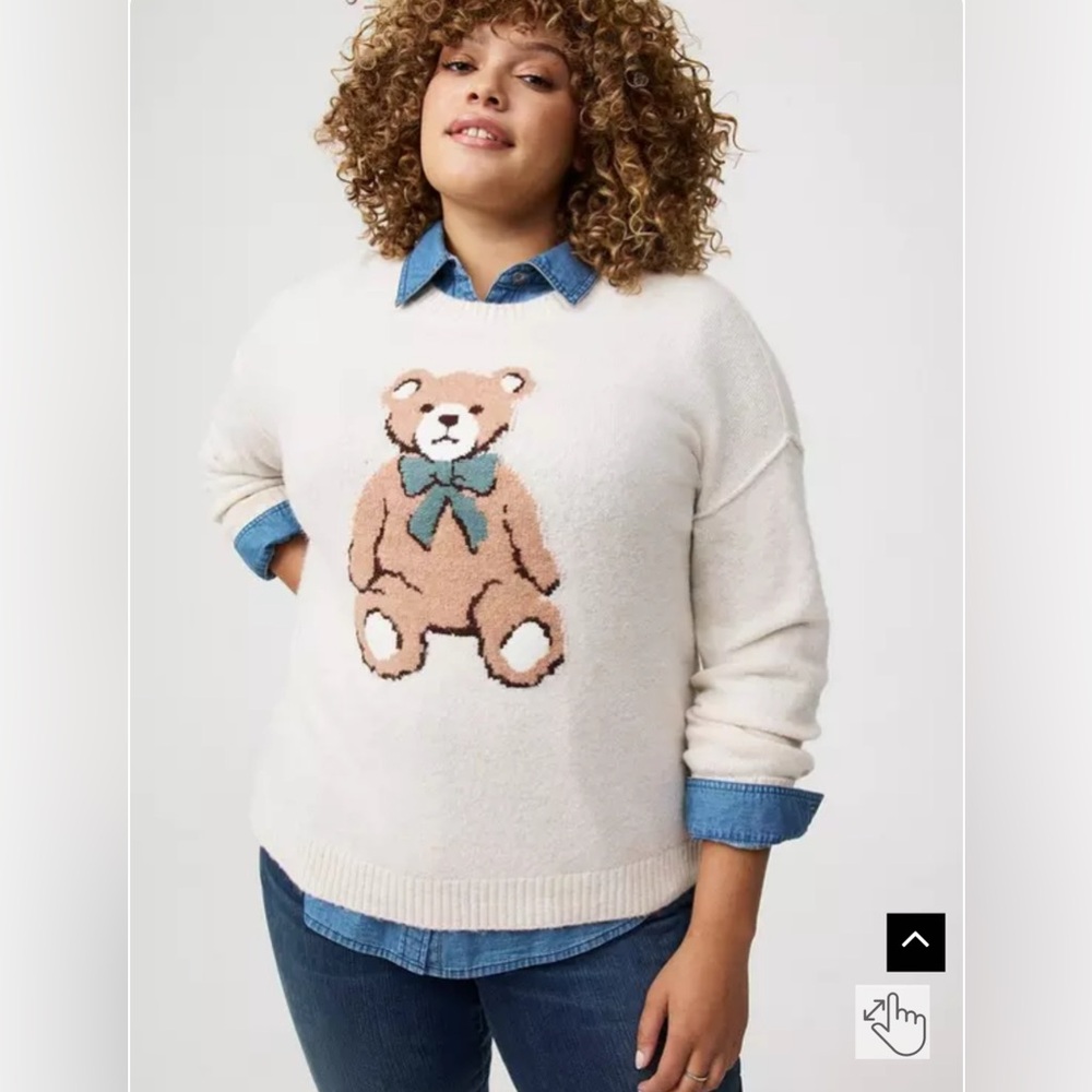 Torrid Cream Sweater with Bear Design